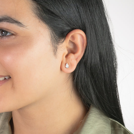 Lab Grown Pear Shape Diamond Stud Earrings in 14K White Gold (1.00 ct tw)