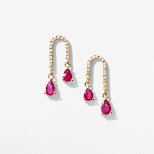 Ruby Earrings in 10K Yellow Gold