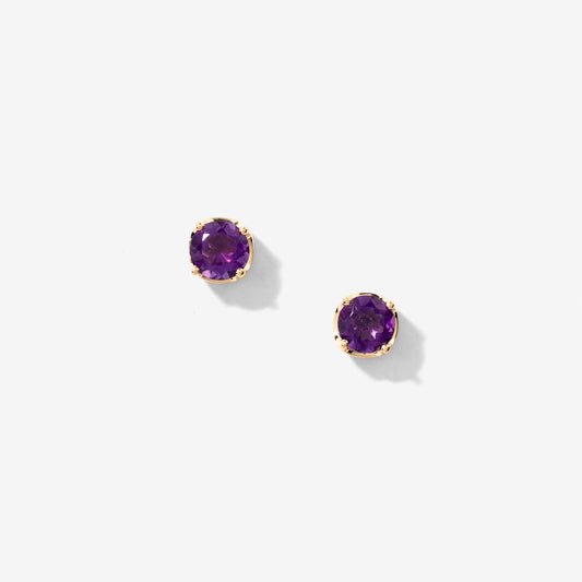 Amethyst Stud Earrings in 10K Yellow Gold