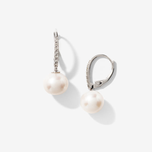 Pearl Earrings in 10K White Gold