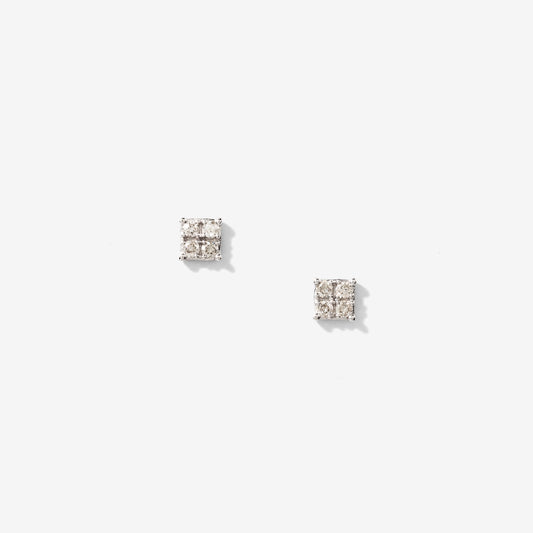 Square Diamond Stud Earrings in 10K White Gold (0.15 ct tw)
