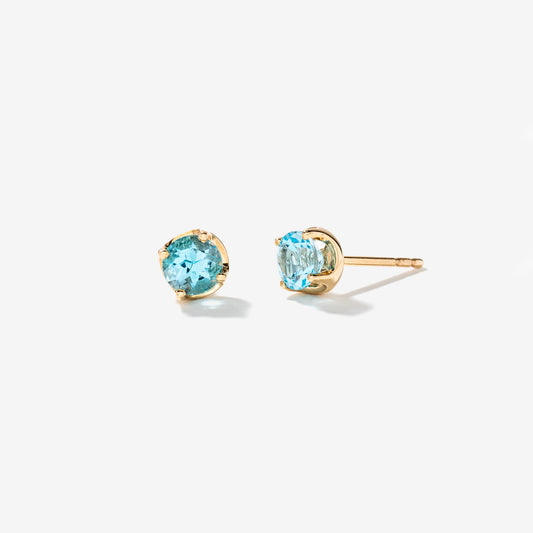 Blue Topaz Stud Earrings in 10K Yellow Gold