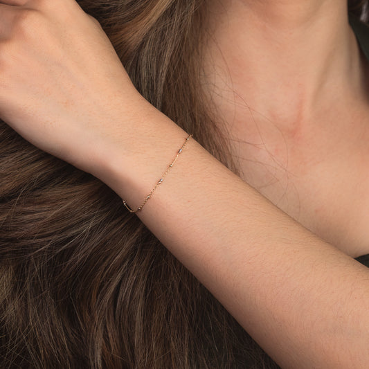 Diamond Cut Ball Bracelet in 10K Tri-Coloured Gold