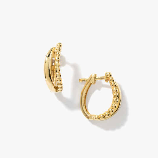Beaded Hoop Earrings in 10K Yellow Gold