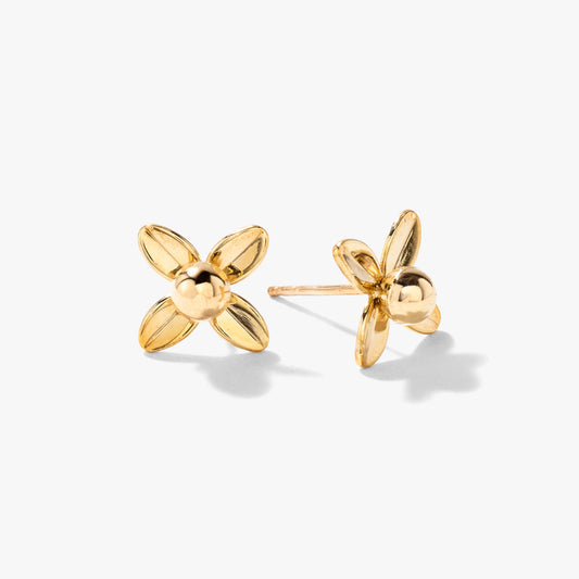 Flower Stud Earrings in 10K Yellow Gold