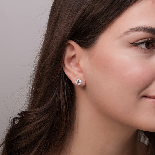 Lab Grown Round Cut Diamond Stud Earrings in 14K Yellow Gold (3.00 ct tw)