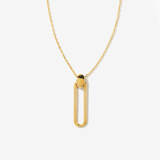 Rectangle Pendant Necklace in 10K Yellow Gold