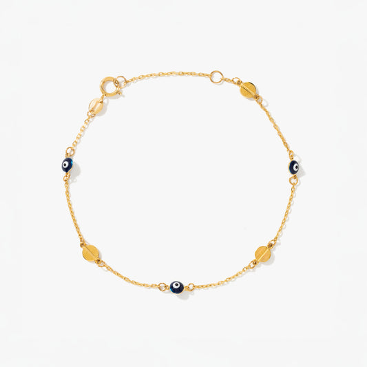 Evil Eye Bracelet in 10K Yellow Gold
