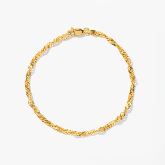 3mm 10K Yellow Gold Singapore Bracelet