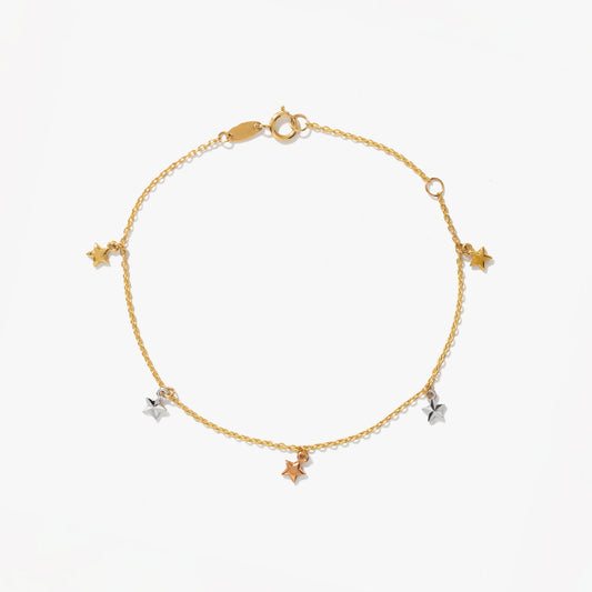 Star Bracelet in 10K Yellow Rose and White Gold