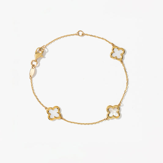 Flower Link Bracelet in 10K Yellow Gold