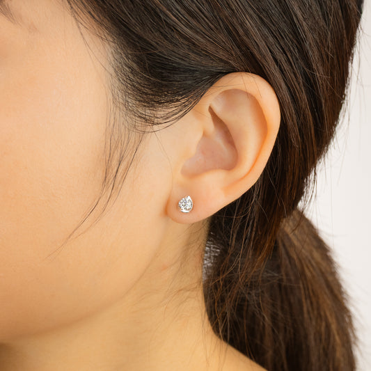 Tension Set Solitaire Lab Grown Diamond Stud Earrings in 14K White Gold (0.50ct tw)