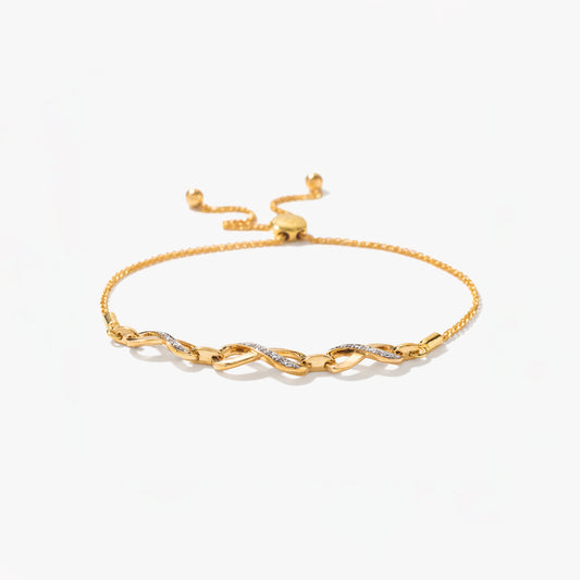 Infinity Bolo Style Bracelet in 10K Yellow Gold (0.05 ct tw)