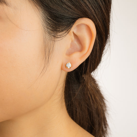 Tension Set Solitaire Lab Grown Diamond Stud Earrings in 14K Yellow Gold (0.75 ct tw)
