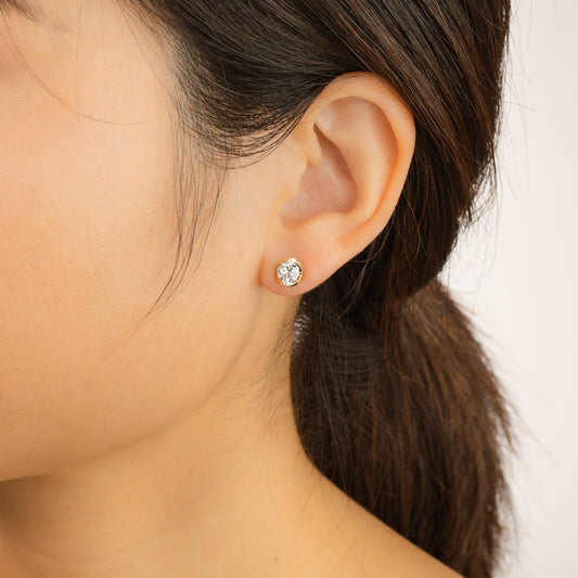 Tension Set Solitaire Lab Grown Diamond Stud Earrings in 14K Yellow Gold (1.00 ct tw)