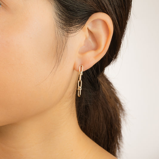 Three Link Drop Earrings in 10K Yellow Gold