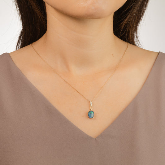 Doublet Opal Necklace in 10K Yellow Gold