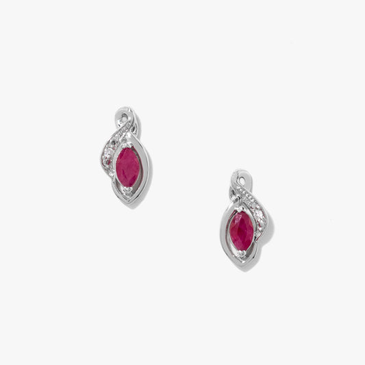 Ruby Earrings in 10K White Gold