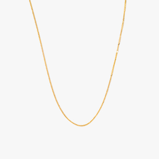 10K Yellow Gold Diamond Cut Square 0.7mm Wheat Chain (16")
