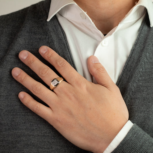 Men's Diamond Ring in 10K Yellow and White Gold (0.25 ct tw)