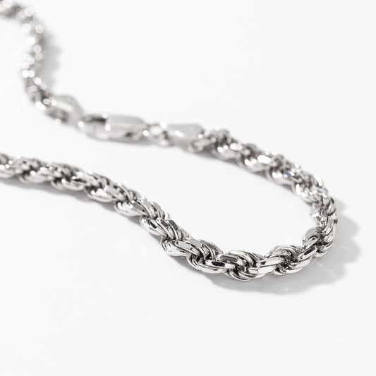 Silver 3.50mm Diamond Cut Rope Chain (22")