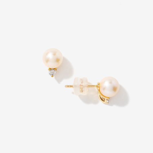 Pearl Stud Earrings in 10K Yellow Gold