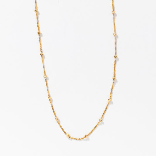 Mini Bead Station Chain in 10K Yellow Gold (18”)