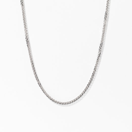 10K White Gold Square 1.00mm Wheat Chain (16")