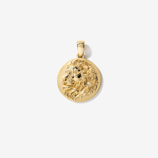 Lion Medallion Charm Necklace in 10K Yellow Gold