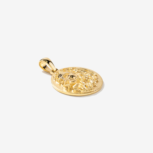 Lion Medallion Charm Necklace in 10K Yellow Gold