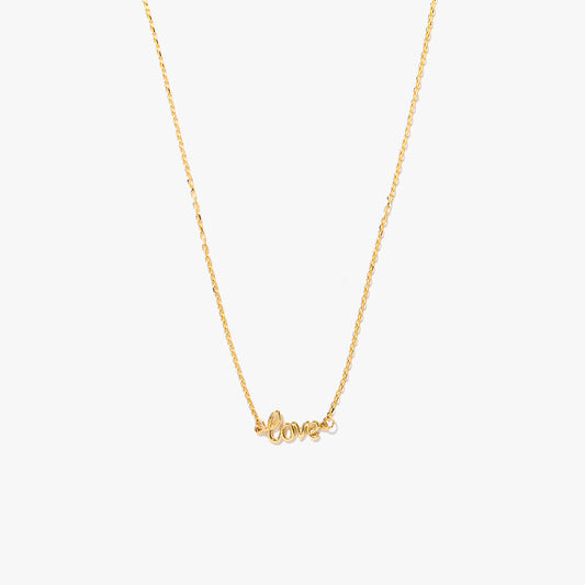 10K Yellow Gold "Love" Script Necklace