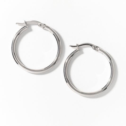 2x24mm Tube Hoop Earrings in 14K White Gold