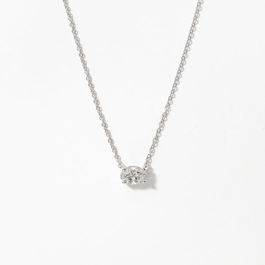 Lab Grown Oval Diamond Necklace in 14K White Gold (0.50 ct tw)