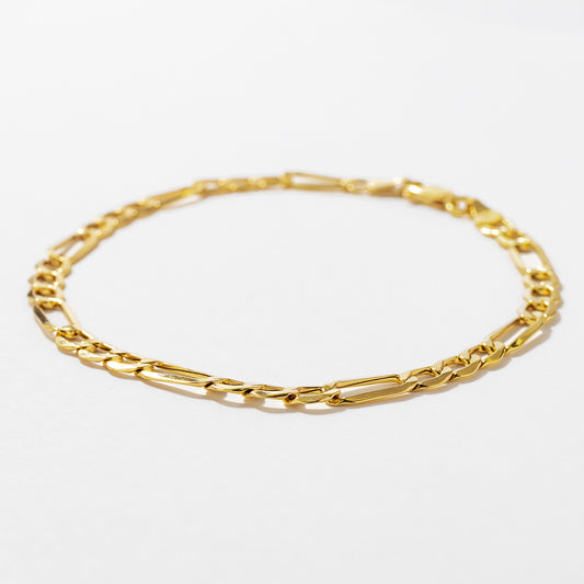 4.8mm Hollow Figaro Bracelet in 10K Yellow Gold - 8mm