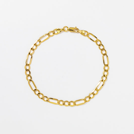 4.8mm Hollow Figaro Bracelet in 10K Yellow Gold - 8mm