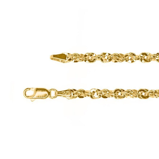 10K Yellow Gold 3.70mm Diamond Cut Rope Chain (24")