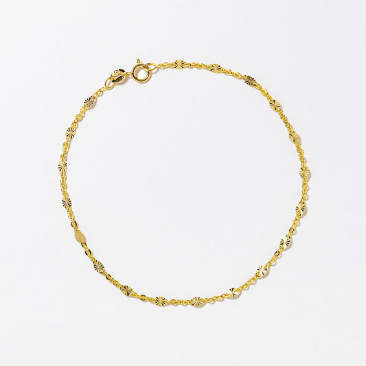 Diamond Cut Disc Bracelet in 10K Yellow Gold