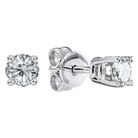Solitaire Diamond Stud Earrings in 14K White Gold (0.15 ct tw)