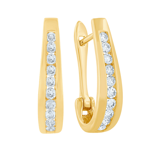 Channel-Set Diamond J-Hoop Earrings in 10K Yellow Gold (0.50 ct tw)